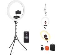 NEEWER 18 inch Ring Light with Tripod Stand and Phone Holder, Ultra Thin Video Ringlight 2900K-7000K TLCI98 App Control, Softer Lighting for Lash Tattoo Makeup Live Stream TikTok, RP18B Pro White