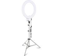 Neewer 18-inch White LED Ring Light with Silver Light Stand Lighting Kit Dimmable 50W 3200-5600K with Soft Filter