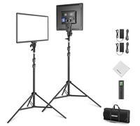 NEEWER 18" LED Video Light Panel Photography Lighting Kit with Tripod Stand Remote Cleaning Cloth, 2 Pack 45W Dimmable Bi Color Soft Studio Key Light 3200K-5600K CRI97+ 4800Lux for Streaming Recording