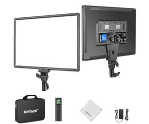 NEEWER 18" LED Video Light Panel Photography Lighting Kit with Tripod Stand Remote Cleaning Cloth, 2 Pack 45W Dimmable Bi Color Soft Studio Key Light 3200K-5600K CRI97+ 4800Lux for Streaming Recording