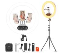 NEEWER 19" 100W High Power LED Ring Light with Tripod Stand & 3 Phone Holders Compatible with iPhone, 2900-7000K CRI97+ App&2.4G Control Lighting for Selfie Video Recording Makeup Streaming, RH100