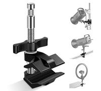 NEEWER 2" End Jaw Grip with 5/8" Stud, Steel Shaft End Pipe Grip Clamp with Adjustable Aluminum Jaws, Rubber Pads for C Stand, Anti Twist, Spin Handle Easy Lock for LED Video Light Softbox, UA015