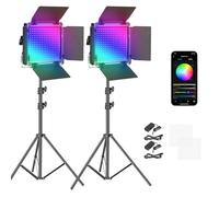 Neewer 2 Packs 660 PRO RGB LED Video Light with App Control Stand Kit, 360° Full Color, 50W Dimmable Bi-Color 3200K~5600K Video Lighting CRI 97+ for Gaming/Streaming/Zoom/YouTube/Webex/Photography