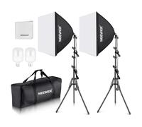 NEEWER 2 Pack 700W Equivalent Softbox Lighting Kit, 5700K LED Bulbs, 24x24" Softbox with E26 Socket, Cleaning Cloth, Photo Studio Equipment Continuous Light Kit for Photography Video Recording, NK200