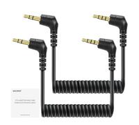 NEEWER 2 Pack Aux Cable Set, 3.5mm TRS Male to TRRS Male Coiled Cable Compatible with DJI Mic Rode Wireless GO II Hollyland Lark NEEWER CM28 CM31 Microphone iPhone iPad Android Tablet Smartphone, LM18
