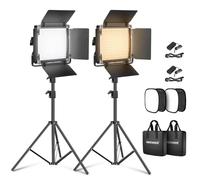 NEEWER 2 Pack Bi-color 660 LED Video Light Kit:(2)3200-5600K CRI96+ Light with U Bracket/Barndoor,(2)Softbox Diffuser,(2)75 inches Tripod Stand, Key Lighting for Studio Photography Recording Streaming