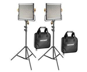 NEEWER 2 Pack Dimmable Bi Color 480 LED Video Light Kit, 3200-5600K CRI 96+ LED Panel with U Bracket, 74.8 inches Tripod Stand, YouTube Recording Studio Photography Streaming Lighting [Energy Class F]