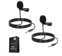 Neewer 2 Pack Lavalier Lapel Microphone Compatible with Rode Wireless GO II Pro DJI Mic, 3.5mm TRS Omnidirectional Condenser Wired Clip On Lav Mic for YouTube Live Stream, CM5