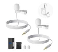 NEEWER 2 Pack Lavalier Lapel Microphone Compatible with Rode Wireless GO II 2 DJI Wireless Mic Transmitter, Omnidirectional Condenser Wired Clip On Lav Mic for Stage YouTube Live Streaming, CM5, White