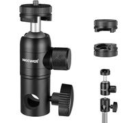 NEEWER 2 Pack Light Stand Mount Adapter with Cold Shoe, 1/4" Screw Mini Ball Head, Reversible Mount Plate for Camera Monitor Ring Light, Fits Flat Head Light Stand/Boom arm/C Stand, Max Load 22lb/10kg