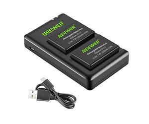 NEEWER 2-Pack LP-E17 Replacement Battery and Dual USB Charger for Canon EOS R8, R10, R50, RP, 77D, 750D, 760D, 800D, 8000D, M6 II, M6, M5, M3, Rebel SL2, SL3, T6i, T6s, T7i, T8i Cameras