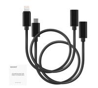 NEEWER 2 Pack OTG Adapter Cable Set, USB C Female to Type C Male + USB C Female to iOS Male, Compatible with iPhone iPad Android KM17 KM15 KM18 KM23 Wireless Microphone, 18"/45cm, LM7