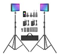 NEEWER 2 Pack RGB Video Light with Tripod Stands NP-F550 Batteries, Studio LED Panel Key Lighting Kit for Game Streaming YouTube Recording Photography Photoshoot Podcast, APP Control/CRI97+, RGB-P280