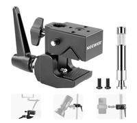 Neewer 2 Pack Super Clamp with 5/8" Stud, Spring Lock, 2.4" Jaw Grip Heavy Duty Crab Pole Clamp for Round Pipe Flat Surface, for Photography Studio Camera Lighting Mounting, Max Load 33lb/15kg, UA017