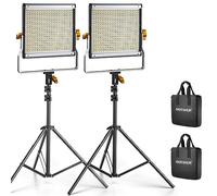 Neewer 2 Packs Dimmable Bi-Color 480 LED Video Light and Stand Lighting Kit Includes: 3200~5600K CRI 96+ LED Panel with U Bracket, 75 inches Light Stand for YouTube Studio Photography, Video Shooting