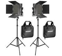 NEEWER 2 Pieces Bi-color 660 LED Video Light and Stand Kit Includes:(2)3200-5600K CRI 96+ Dimmable Light with U Bracket and Barndoor and (2)75 inches Light Stand for Studio Photography, Video Shooting