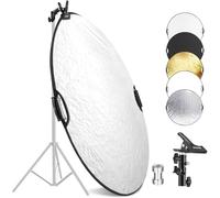 NEEWER 22"/56cm Light Reflector with Clamp & Hand Grips, 5 In 1 Collapsible Multi Disc Photography Reflector Translucent/Silver/Gold/White/Black with 3/8" Thread for Studio Outdoor Lighting, RF-56II