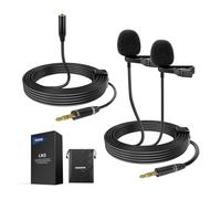 NEEWER 2m Wired Dual Lavalier Microphones with 4m Extension Cable, Mini Clip On Omnidirectional Condenser Lapel Lav Mic 3.5mm TRS for DSLR Mirrorless Camera Camcorder Interview Vlog, LM3