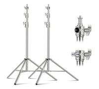 NEEWER 2Pcs 9.2ft Stainless Steel Light Stands, Spring Cushioned, ST-280SS | Heavy Duty Photography Tripod Stand with 1/4"-3/8" Adapter for Strobe Video Ring Light Monolight Softbox, 22lb Max Load