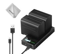 NEEWER 2Pcs NP-F970 7800mAh Replacement Batteries with Charger/Cleaning Cloth, Compatible with Sony NP-F970 F960 F950 F770 F750 F570 F550 FX3 FX30 A7 Canon R5 Nikon Z8 Cameras, for Handycam LED Light