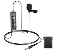 NEEWER 3.5mm TRRS Lavalier Lapel Microphone Plug & Play Mini Clip on Mic Omnidirectional Condenser for Camera Phone PC, Low Frequency Cut, Gain Control, Monitoring Headphone Jack, CM10