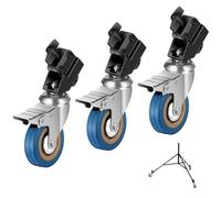 NEEWER 3 Pack Professional Swivel Caster Wheels, Nonslip 360° Rotation Rubber Wheel with Rugged Iron Foot Brake Lock Only for Heavy Duty Light Stand with ø0.9"/22mm Legs, NOT for C Stands, ST001