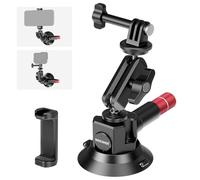 NEEWER 3" Suction Cup Camera Mount Bracket with Ball Head Magic Arm, 1/4" ARRI Holes, Quick Release Car Mount with Holder & Action Cam Adapter Compatible with DJI Insta360, CA104