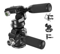 NEEWER 3 Way Non Geared Tripod Head with ±15° Leveling Bowl Base,3 Axis Photography Pan Tilt Fluid Head with Precise Damping Friction, Arca Type QR Plate, Retractable Handle, Max Load 13.2lb/6kg, GM37