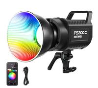 NEEWER 300W RGB LED Video Light APP/2.4G Control, 17 Effects 2500-7500K 36000lx COB Continuous Output Lighting with Cleaning Cloth, CRI95+ Bowens Mount for Studio Photography Video Recording, FS300C