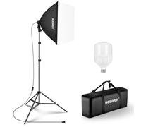 NEEWER 350W Equivalent Softbox Lighting Kit, 5700K LED Light Bulb, 24x24 inches Softbox with E26 Socket, Photography Continuous Lighting Kit, Photo Studio Equipment, NK300