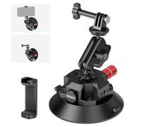 NEEWER 4.5"" Suction Cup Camera Mount with Ball Head Magic Arm, 1/4"" 3/8"" ARRI Holes, Quick Release Car Mount with Holder & Action Cam Adapter Compatible with DJI Insta360, CA105