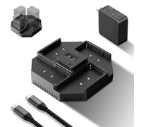 NEEWER 4 Channel NPF Battery Charger for NP-F550 NP-F750 NP-F970 Camcorder Camera Battery, 100W PD Fast Charging with PD 100W GaN Fast Wall Charger, USB C to USB C Cable, OLED Display, NW-F4