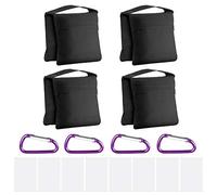 Neewer 4 Pack Photography Heavy Duty Sandbags Saddlebag Design 4 Weight Bags for Photo Video Studio Standing Backyard Outdoor Patio Sports Transparent PP Bag and Clips Included (Black)