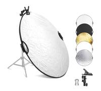 NEEWER 43"/110cm Light Reflector with Clamp & Hand Grips, 5 In 1 Collapsible Multi Disc Photography Reflector Translucent/Silver/Gold/White/Black with 3/8" Thread for Studio Outdoor Lighting, RF-110II