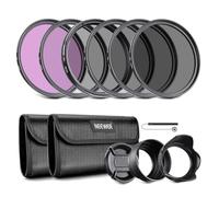NEEWER 46mm ND Lens Filter Kit: UV, CPL, FLD, ND2, ND4, ND8, Lens Hood and Lens Cap Compatible with Canon, Nikon, Sony, Panasonic, DSLR Cameras with 46mm Lens