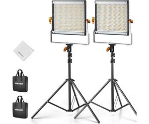 NEEWER 480 Two-Tone Dimmable Video Lighting Kit with 190 cm 2 Tripods and U-Bracket, LED Panel Light 3200K-5600K CRI96+ for Recording Youtube Camera Main Lamp
