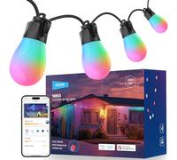 NEEWER 48ft Outdoor String Lights, App Control Smart AI RGBW Hanging Outside Patio Balcony Backyard Holiday Lighting, IP65 Waterproof, 15 LED Bulbs, 50+ Scenes, Compatible with Alexa Google, NR01
