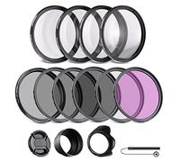 NEEWER 49mm ND/CPL/UV/FLD/Close Up Filter and Lens Accessories Kit with ND2 ND4 ND8, Close Up Filters(+1/+2/+4/+10), Tulip Lens Hood, Collapsible Rubber Lens Hood, Lens Cap, Filter Pouch