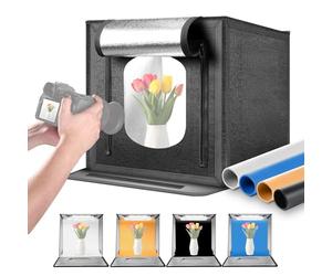 NEEWER 50W Upgraded Photo Studio Light Box, 24"x24" Portable Folding Photography Lightbox, 4 Backdrops, 5600K 160 LEDs 5200lx/0.5m Dimmable Picture Booth Shooting Tent for Jewelry Electronics, LP60