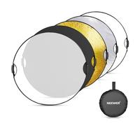Neewer 51"/130cm Light Reflector with Handle Grip & 3/8" Thread, 5 in 1 Foldable Disc Light Diffuser Translucent/Silver/Gold/White/Black for Photography Lighting, Outdoor Lighting, RF-130II