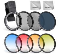 NEEWER 52mm 7 Pack ND Filter Set Compatible with iPhone, Clip On CPL+ ND32 + Starlight + GND (Red/Orange/Yellow/Blue) Phone Camera Lens Photography Accessories Kit