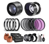 NEEWER 52mm Lens and Filter Set: Wide Angle/2.2X Telephoto Additional Lens for 18mm-85mm APS-C Lens, (+1+2+4+10) Close Up Macro/ND/UV/CPL/FLD Filters for Camera Lens with ⌀52mm Thread