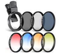 NEEWER 55mm ND/CPL/Effect Filter Set with Camera Lens Clamp Clip, Polarizing ND32 6 Point Star 4 Graduated Colour Filters Set Compatible with 16 15 14 Pro Max Plus 13 12 Samsung