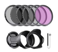 NEEWER 55mm ND Filter Kit and Lens Accessories, ND2 ND4 ND8 UV FLD CPL(Circular Polarizing) Filter Set with Lens Cap/Tulip Shaped Lens Hood
