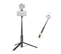 NEEWER 57.9" Selfie Stick Tripod Compatible with iPhone Samsung Android, Metal Portable Lightweight Travel Cell Phone Stand with Phone Holder Mount & Remote for Video Recording Filming, PA992 Black