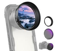 NEEWER 58mm Variable ND Filter with 62mm Lens Hood Shade, ND2-32 1-5 Stops Adjustable Neutral Density Filter for NEEWER 65mm Telephoto Phone Lens & 58mm Camera Lens, FL-105