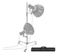 NEEWER 6.5ft/198cm Stainless Steel Light Stand, Heavy Duty Tripod Stand with Caster Wheels, 2 Sliding Arms with Pistol Grip, Folding Leg for Photography Softbox Monolight, Max. Load 35lb/16kg, ST198SS
