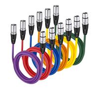 NEEWER 6 Pack 6.5 feet/2m Mic Cable Cord, XLR Male to XLR Female Microphone Audio Colored Snake Cables (Purple/Red/Blue/Orange/Yellow/Green)