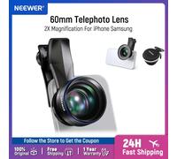 NEEWER 60mm Telephoto Lens with 17mm Thread Phone Lens Clip & 67mm Filter Adapter Ring, 2X Magnification Compatible with iPhone