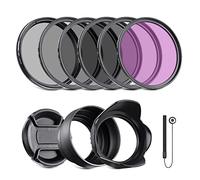 NEEWER 62mm ND Filter Kit and Lens Accessories, ND2 ND4 ND8 UV FLD CPL(Circular Polarizing) Filter Set with Lens Cap/Tulip Shaped Lens Hood